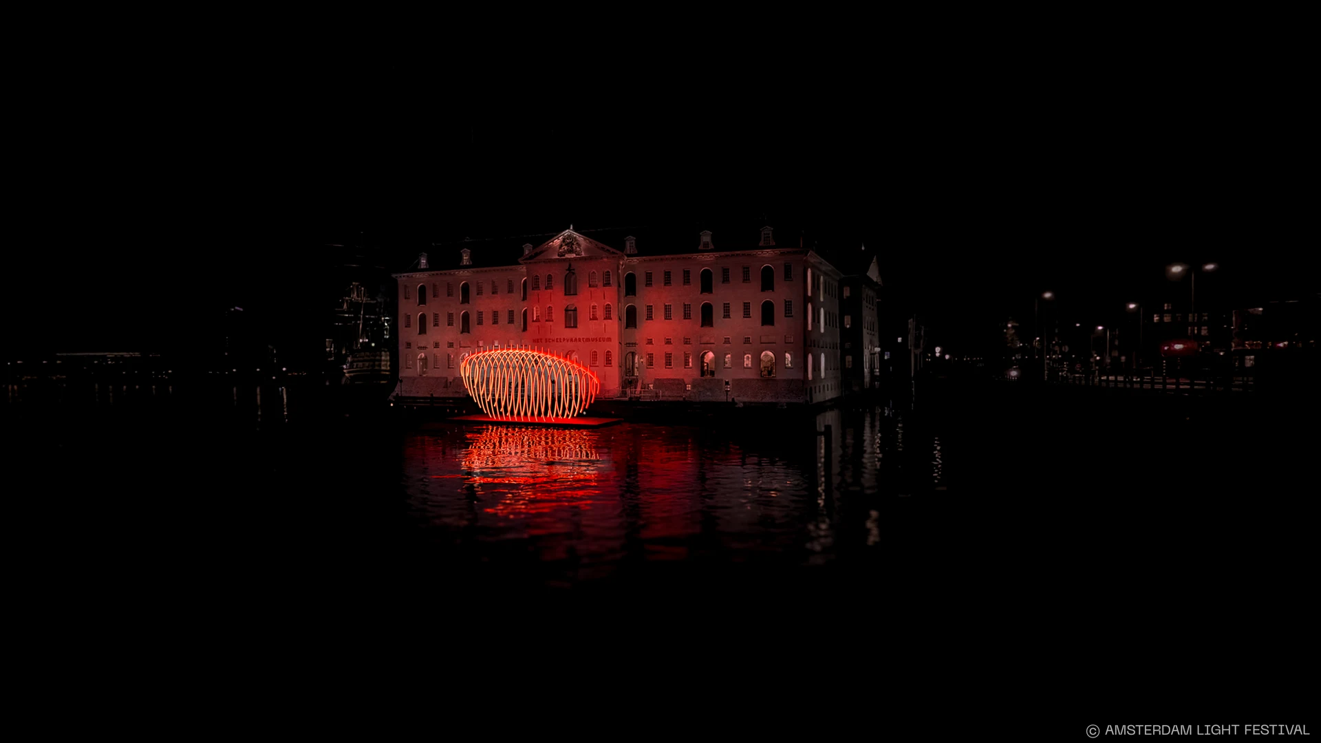 Whale Fall light installation by Het Scheepvaartmuseum during the Amsterdam Light Festival